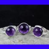 SVP959-Beautiful 3 Pcs Set Of Rings Amethyst Cab Gemstone Wholesale Lot